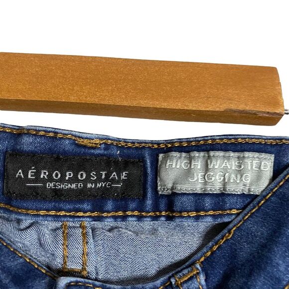 Aeropostale Women's High Waisted Medium Indigo Skinny Jeans - Picture 6 of 9